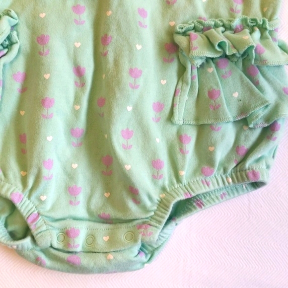 koala baby pastel mint tulip print bubble romper playsuit 6-9 months baby girl - Picture 2 of 7
